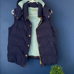 Boden Navy Blue Puffer Hooded Full Zip Vest US 8